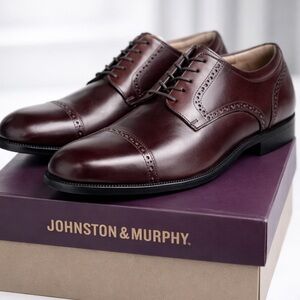 Johnston & Murphy Men's Dark Burgundy Cap-Toe Oxfords
